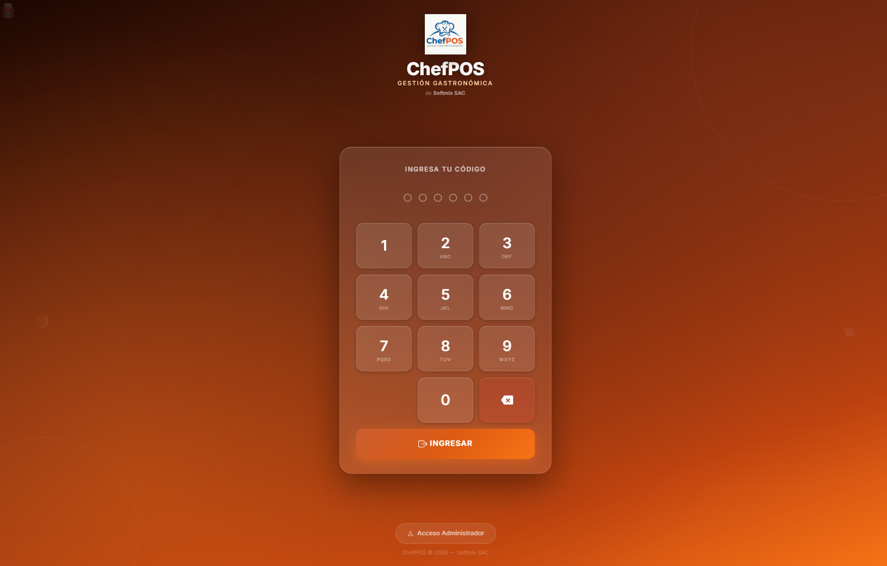 Acceso rápido por PIN para mozos en ChefPOS