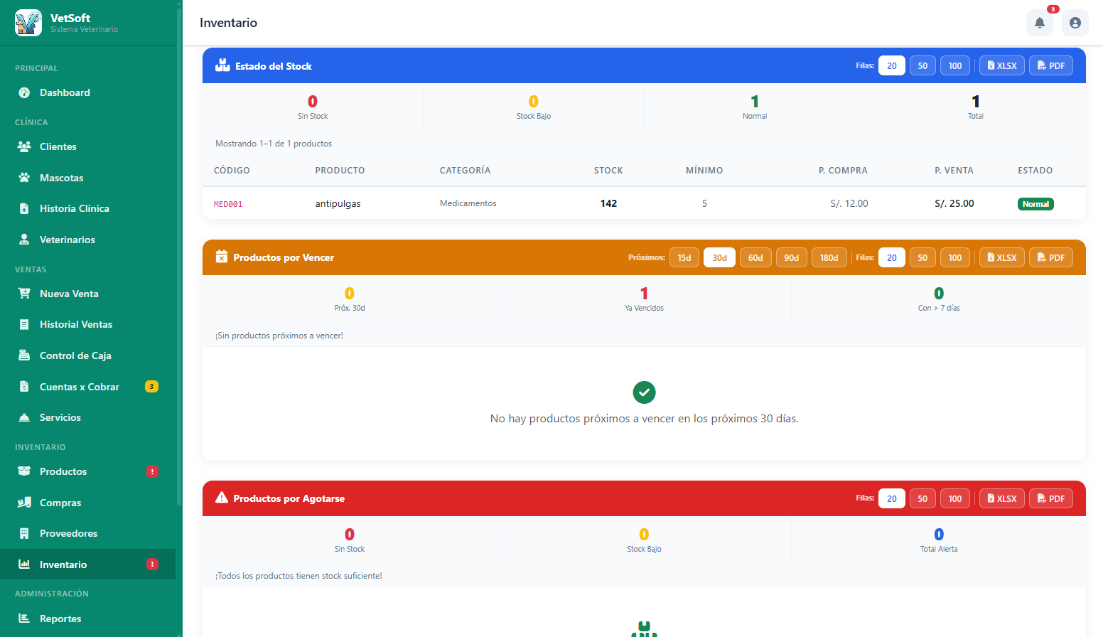 Pantallazo del sistema VetSoft 4
